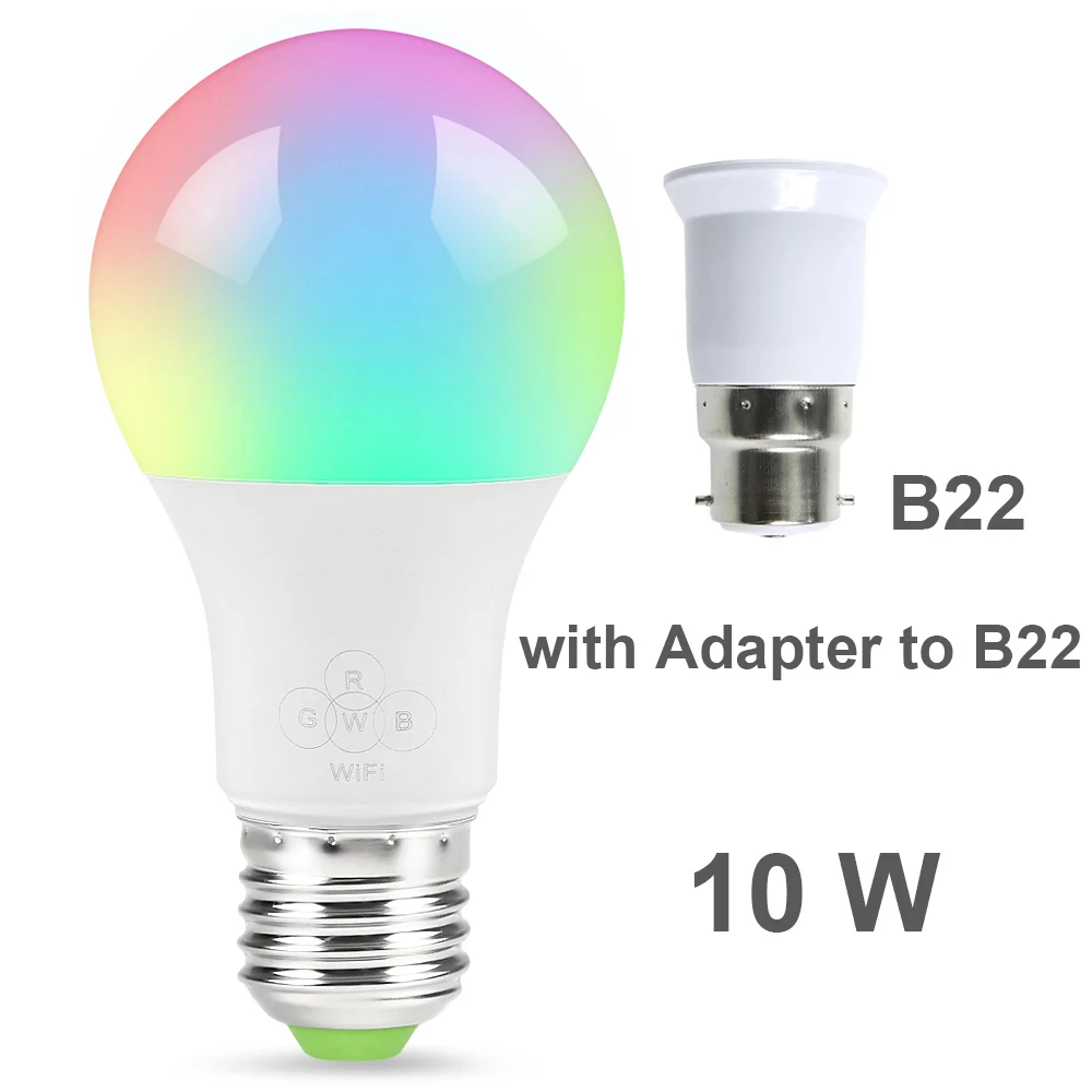 4,5 Вт/6,5 Вт/10 Вт RGBW светодиодный светильник wifi лампочка умное освещение изменение цвета с регулируемой яркостью AC85-265V совместим с Alexa Google Home - Цвет: B22  10W