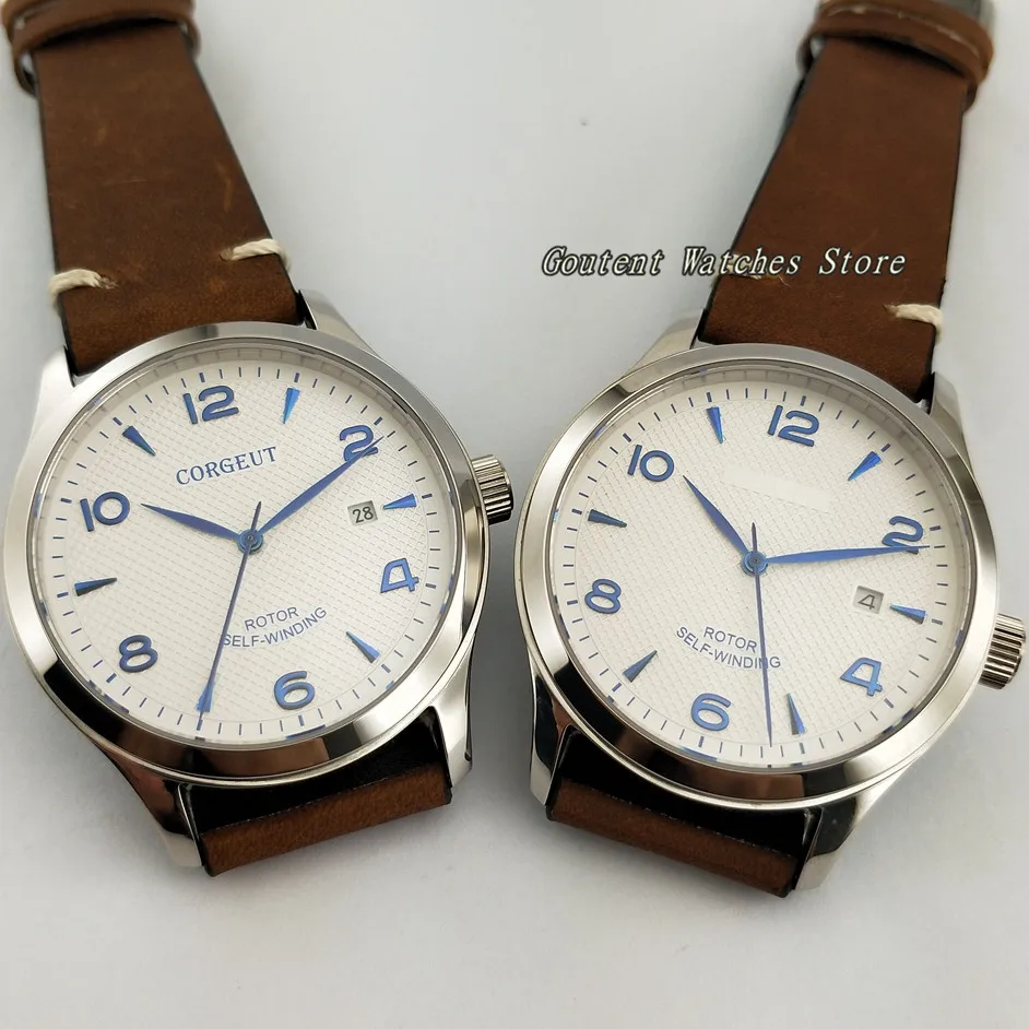 

42mm Corgeut SS. Case Date White Dial Sapphire Glass Automatic Men's Watch