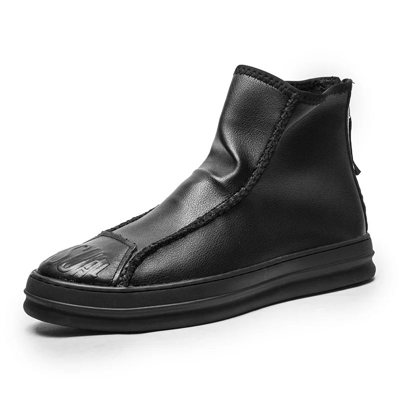 Desai/Новинка; сезон осень-зима; бархатные теплые хлопковые ботинки; мужские модные ботинки в деловом стиле; удобные повседневные короткие ботинки; Цвет Черный для мужчин - Цвет: Black