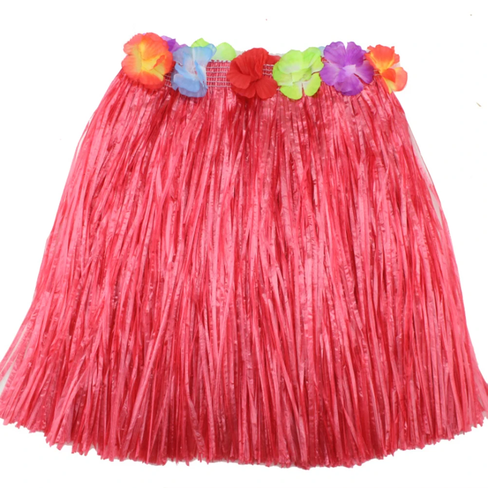 Детская и взрослая юбка для пляжного танца с изображением травы, венок, гирлянда для бюстгальтера, веселые Гавайские вечерние украшения, принадлежности для платья 40 см - Цвет: Красный