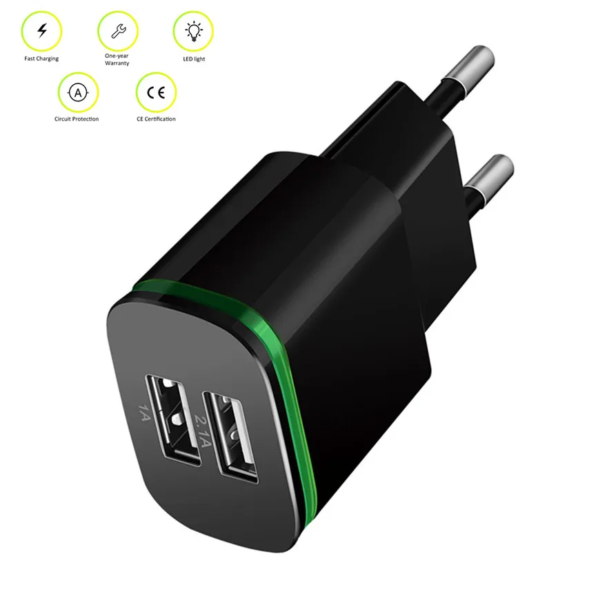 2 порта USB зарядное устройство светодиодный светильник для путешествий Быстрая