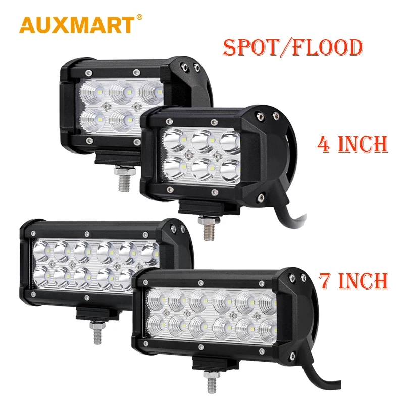 Auxmart 4/7inch 18W 36w LED Light Bar Offroad Spot flood Beam Work Light 4x4 4WD SUV ATV RZV Trailer Truck 12v 24v LED Bar Auxmart 4/7inch 18W 36w LED Light Bar Offroad Spot flood Beam Work Light 4x4 4WD SUV ATV RZV Trailer Truck 12v 24v LED Bar