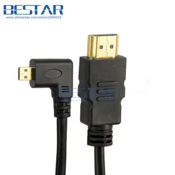 

(100pcs/lot) HDMI A 1.4 Male to Micro HDMI D Male Left Angled Cable 1m 1.8m Cord HDTV 15cm 60cm 100cm 180cm 2ft 3ft 6ft