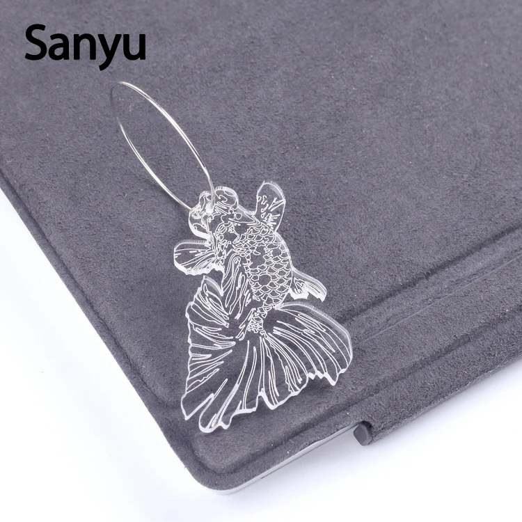 

Acrylic Transparent Carven Drop Eearrings Chinese Style Goldfish Simple Design Elegant Drop Earrings for Women Girl Fashon Gifts
