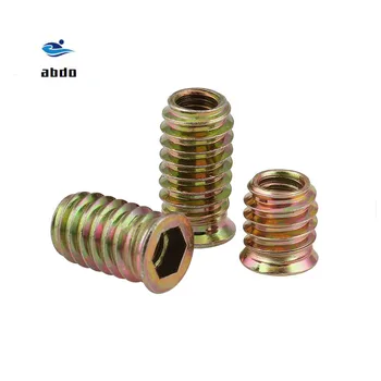 

M6 M8 M10 Inside Carbon Steel Hex Socket Insert Nut Threaded Outside Teeth Embedded Hex Nut For Wood Furniture