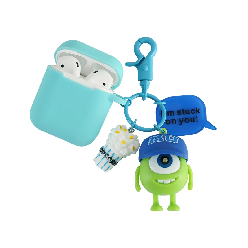 Cute Cartoon Decorative Silicone Case for airpods apple case Accessories Protective Bluetooth Wireless Headset Cover Key Ring