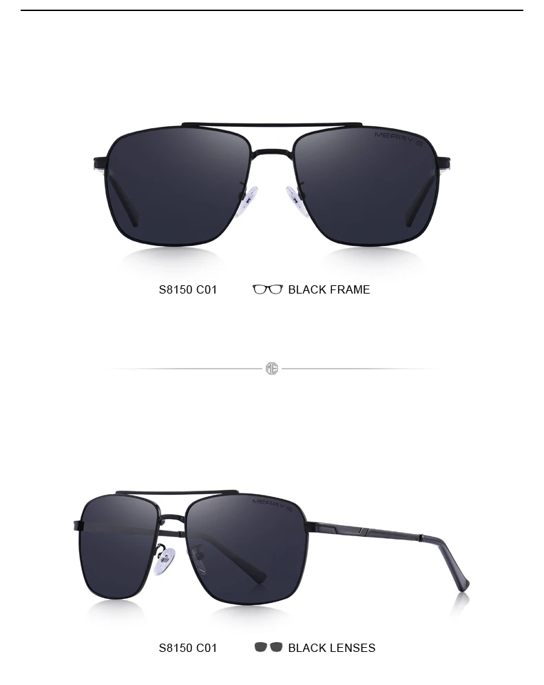 Merry's Дизайнерские мужские классические солнцезащитные очки, авиационная оправа, HD поляризационные солнцезащитные очки, мужские очки для вождения, для путешествий, защита от уф400 лучей, S'8150
