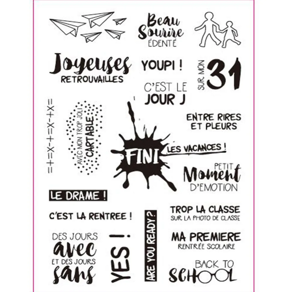 

French Back to School Transparent Clear Stamp/Seal for Scrapbooking Paper Cards Making Decorative 2018 New