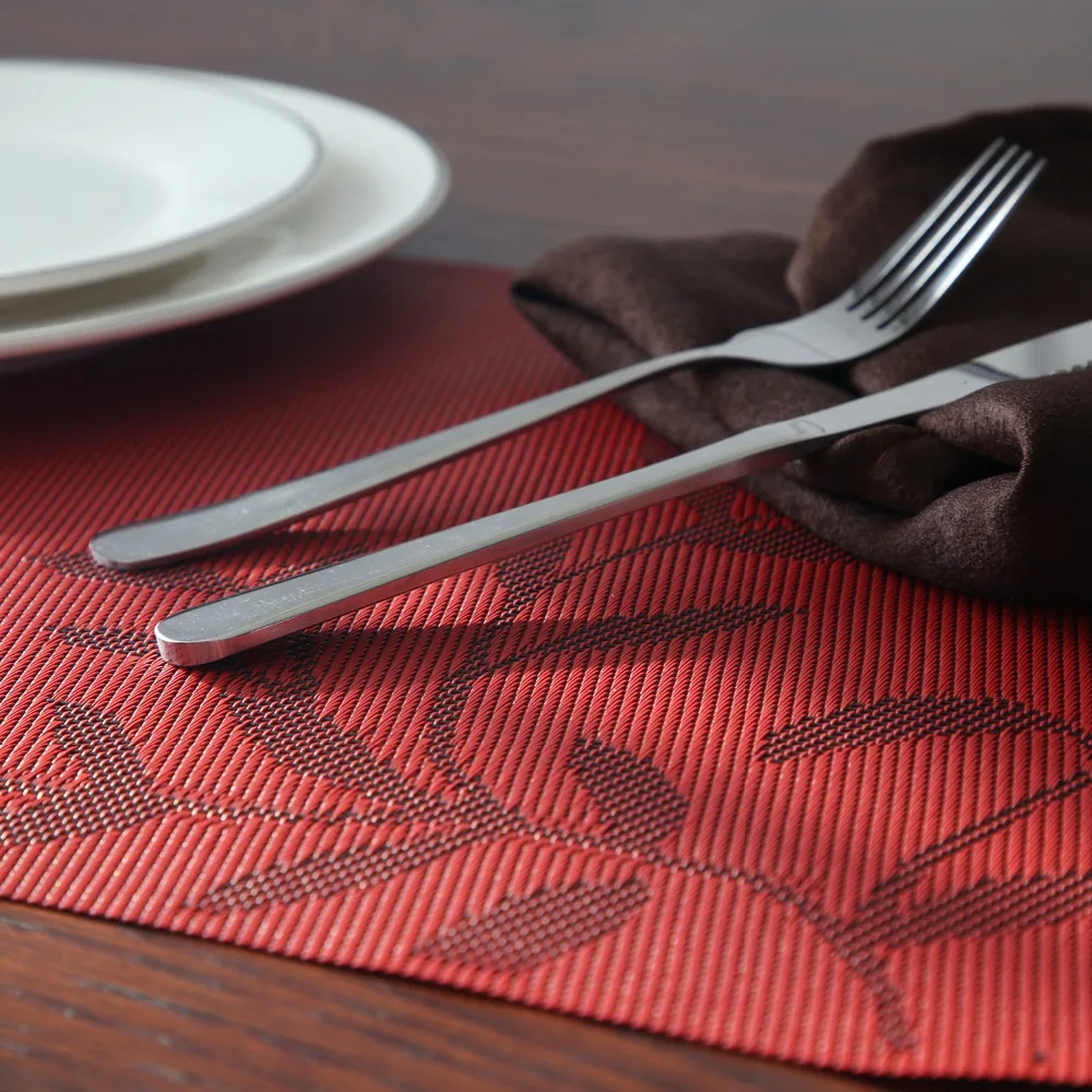 Set of 4 PVC Flower Pattern Placemats for Dining Table Runner Linens place mat in Kitchen Accessories Cup Wine mat