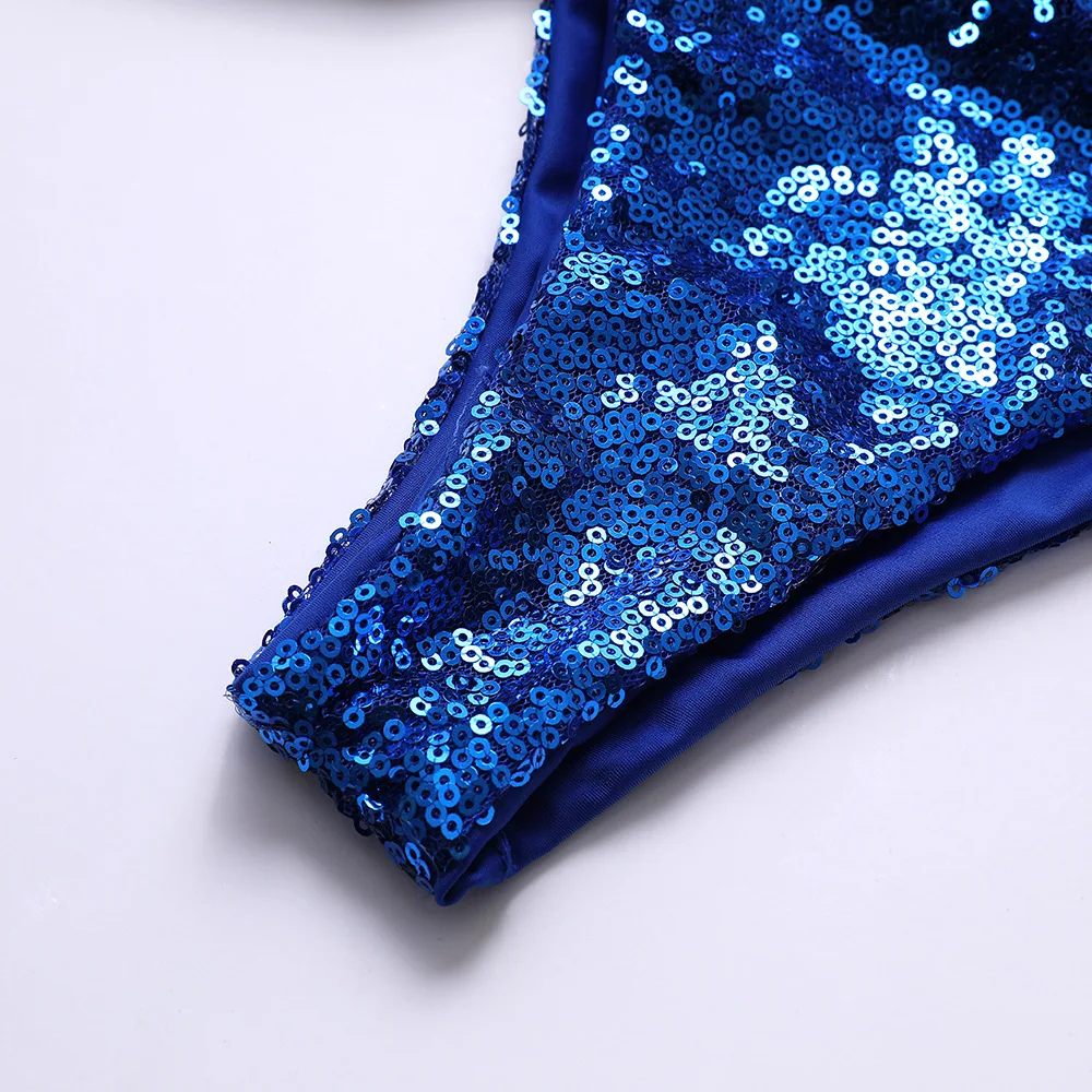 Сексуальный 2019 Новый женский сплошной бикини флэш с блестками из двух частей