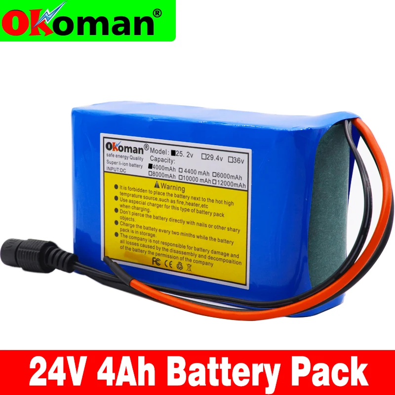 Okoman высокой емкости 24V 4Ah 18650 литий-ионный аккумулятор Пакет 25 2 4000 мАч