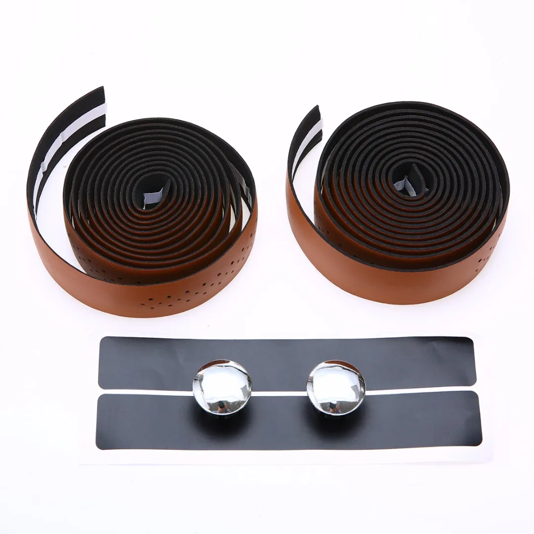 2Pcs Bike Bicycle Handlebar Tape Cycling Road Bike Sports Handlebar Tape Luxury Faux Leather Bar Tape Mountain Fixed Gear Belt
