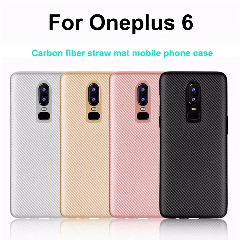 buy For oneplus 6 Case cover Carbon fiber PC + Silicone Case For oneplus6 Cases Protection Cover For one plus 6 coque Shell fundas