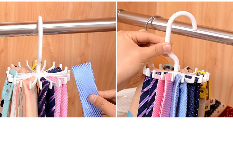 Регулируемые вращающиеся пластиковые полки 20 Шейная стойка для галстука держатель для шарфа вешалка держателей Органайзер стеллаж для хранения с крючком