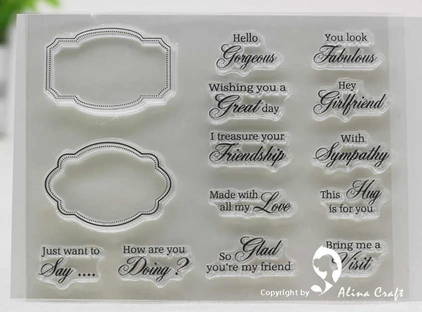 

AlinaCraft CLEAR STAMPS cutting dies Greeting alphabet word Scrapbook Card paper craft silicon rubber roller transparent stamps