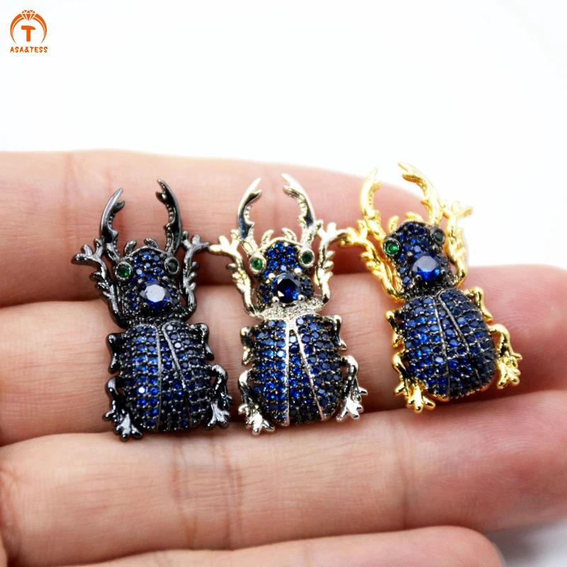 Аса & TESS Sapphires подвеска с голубым кубическим цирконием в стиле жука микро закрепка