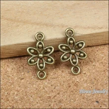 Винтажный 60 шт милый изящный Соединитель с цветочным узором Кулон Античный бронзового цвета из цинкового сплава подходит для браслета ожерелье металлические ювелирные изделия