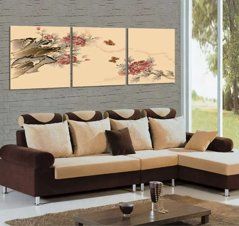 3 Panel Modern Painting Home Decorative Art Picture Paint on Canvas Prints Butterflies and flowers 5 | Дом и сад