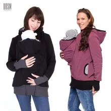Повседневная Зимняя Pregant Кенгуру Кенгуру Куртки О-Образным Вырезом Материнства Детские Толстовки Ребенок Носить Молнии С Капюшоном Верхняя Одежда Женщин Пальто
