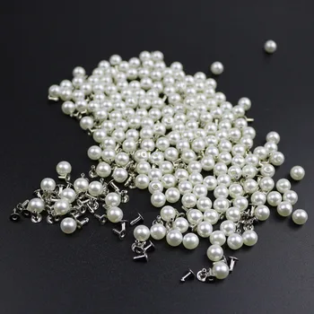 

200PC 6MM Imitation Pearl Rivets DIY Garment Accessories Pearl Rivet Spikes For Cloth Hat Bag Crafts Decor Rivets and Pearls Set