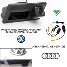 2.4G wireless CCD Macchina fotografica Runk Maniglia Parcheggio Retrovisore Telecamera di Backup per Audi/VW/Passat/Tiguan/Golf/Touran/Jetta/Sharan/Touareg