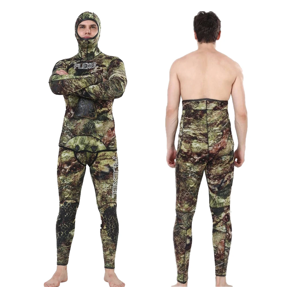 

REALON 3MM Freediving Wetsuit Men's Neoprene Scuba Diving Suits Two-piece Hoodie Warmth Fishing Spearfishing Wetsuits