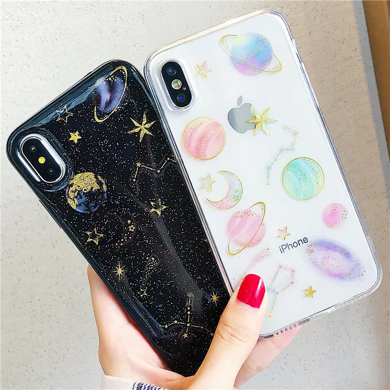 

Luxury Starry Planet Phone Case For iPhone X 6 6S 7 8 Plus Cases 7Plus 8Plus Soft Silicone Tpu Fashion Bling Cover Coque Funda
