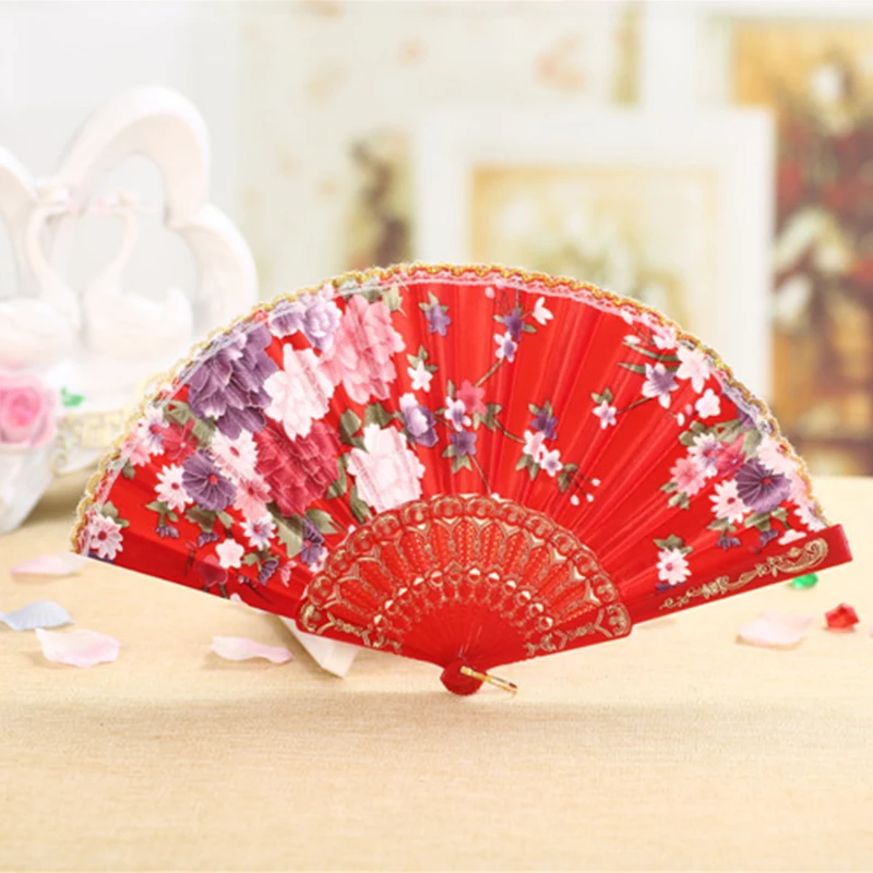 Chinese//Spanish Style Dance Wedding Party Lace Silk Folding Hand Held Flower Fan