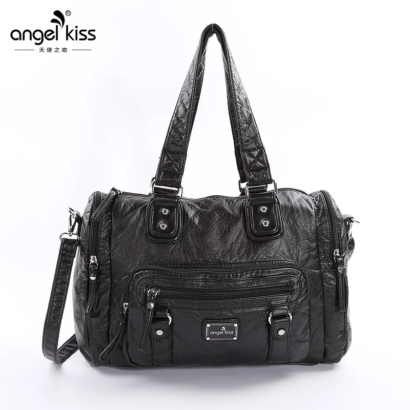 

Angelkiss Travel Bags Totes Soft Solid PU Leather Handbags for Travel Business Trip Gym Shopping DV16329-2