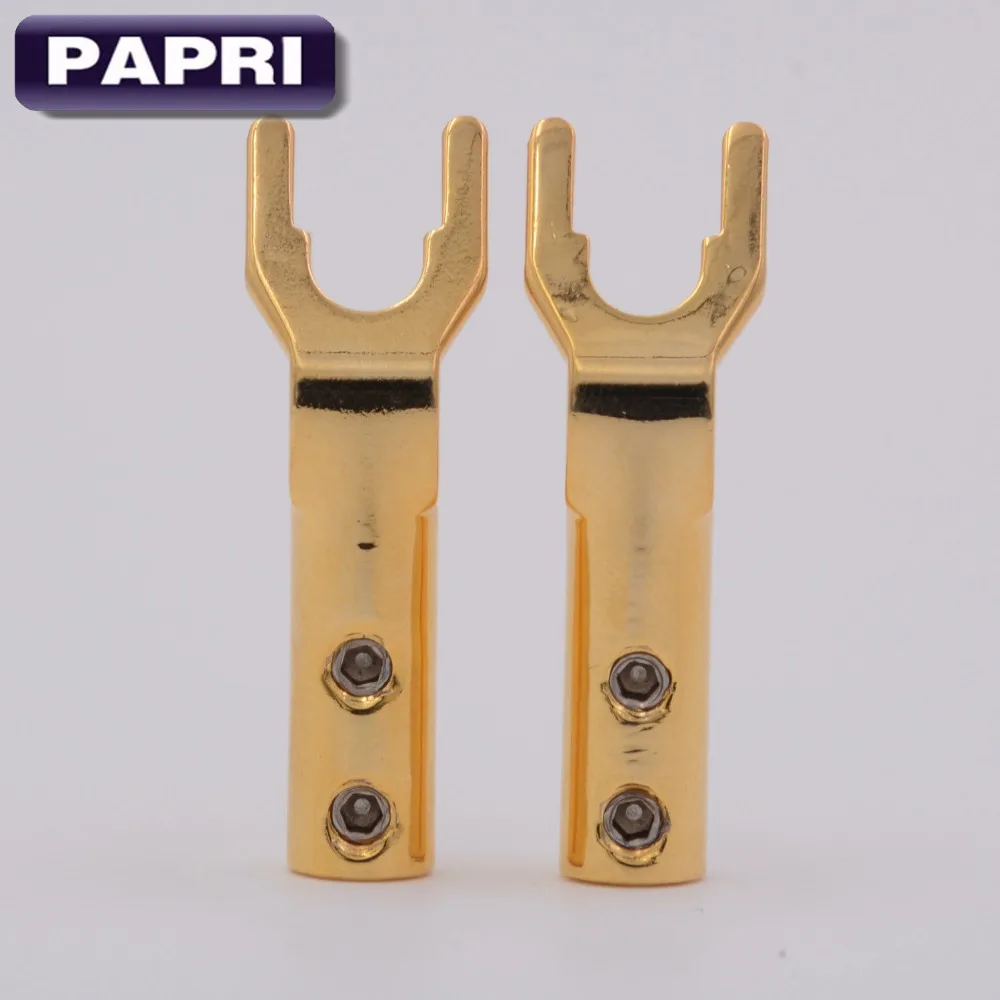Papri Eizz Ez502 Gold Plated Red Copper Speaker Spade Y Plug Jack Diy