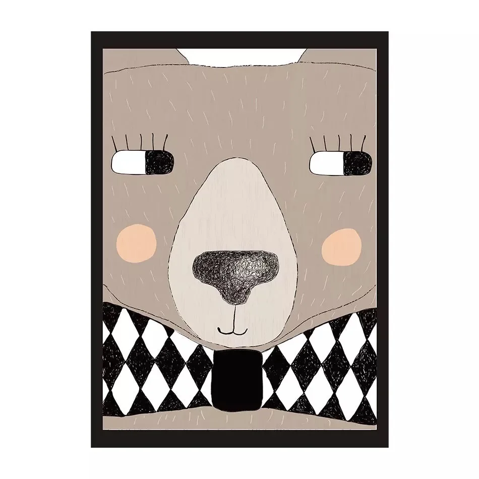 Cartoon Nursery Wall Art Canvas Painting Baby Girl Room Decor Nordic Poster Kids Pictures For Living Room Animals Print Unframed