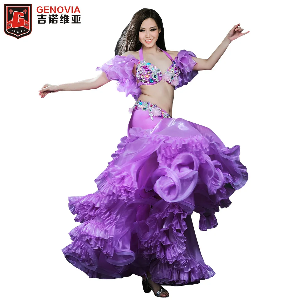 

Belly Dance Clothing Oriental Costume 3 Piece/Suit Bra Belt Skirt Belly Dance Costume Set Performance 2018 New Arrival