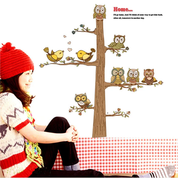 Cartoon owl family tree nursery school sitting room ...