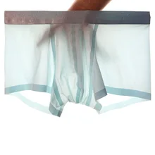 Летнее шелковое Мужское нижнее белье, бесшовное, прозрачное, короткие, ультра тонкие, дышащие, удобные трусы