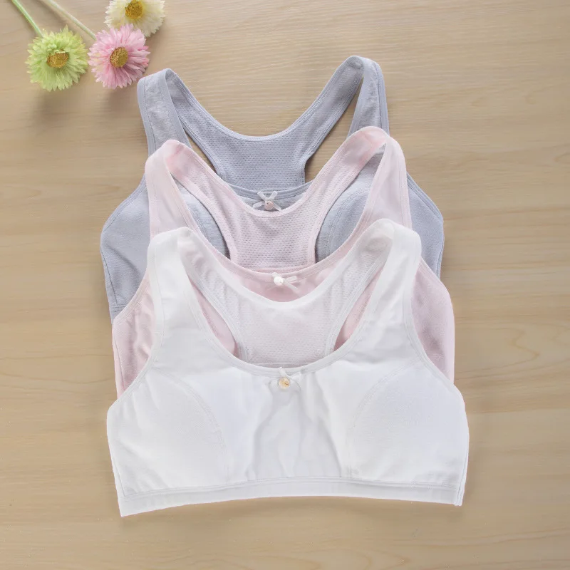 Brand Girl Bras Development Period Nothing Steel Ring Small Medium Student Underwear Pure Full Cotton Ventilation Y Font Vest