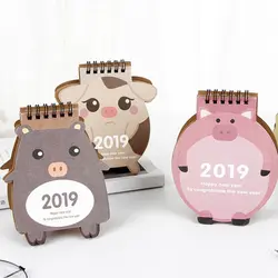 2019 Kawaii животные мультфильм свинья мини рабочего бумага календари ежедневно планировщик настольный планировщик годовые дневник Органайзер