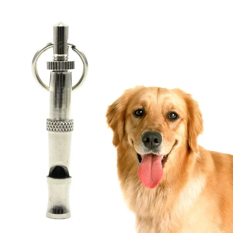 1PC Silver Brass Metal Pet Dog Ultrasonic Whistle Pet Training