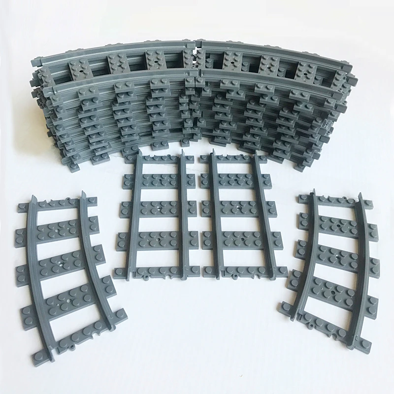 

City Trains Flexible Track Rail Crossing Straight Curved Rails Figures Building Blocks Brick Compatible Legoe Playmobil Toys