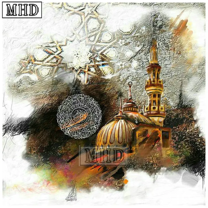 

Painted Mosque Ramadan Gifts 5d Diamond Embroidery Islamic Icons Full Square Drill New Arrival 3d Diamond Painting Kit Home