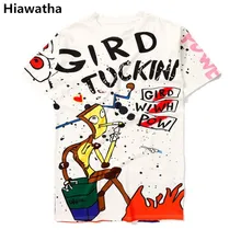 Hiawatha Harajuku стиль жен. Футболка с длинными рукавами мультфильм печатных размера плюс футболки Suumer короткий рукав девушка футболки T3952