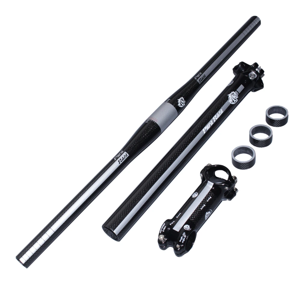 EC90 Lightweight Carbon Fiber MTB Bicycle RiserFlat Handlebar+Bike Seatpost+Stem RoadMountain Bike Cycling Parts Gray (6)