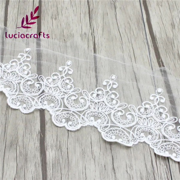 Lucia crafts, 1 год/3 года, 125 мм, вышивка, ткань, кружево, черный, белый цвет, Милая Кружевная отделка, сделай сам, материалы для рукоделия, аксессуары для одежды, R0507 - Цвет: white