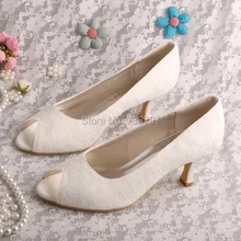 Wedopus MW069A Пользовательские Кружева Свадебное Партия Обуви Низком Каблуке Peep Toe