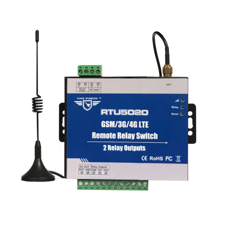 

RTU5020 Direct Factory GSM SMS GPRS 3G 4G Remote Relay Switch No Distance Limitation 2 Relay Outputs Wireless Cellular Network