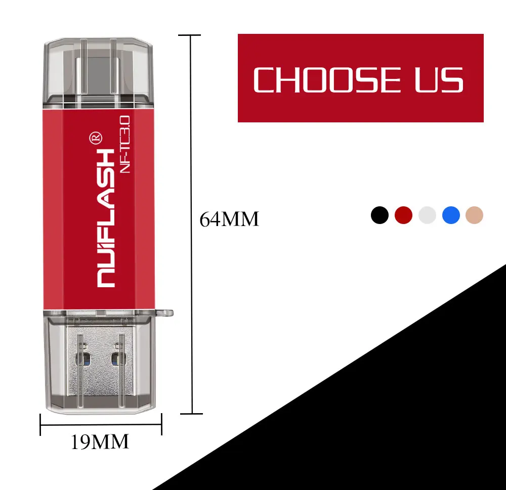 Nuiflash USB флеш-накопитель Usb 3,0 флеш-накопитель 128 Гб Тип C Micro Usb флешка 16 ГБ 32 ГБ 64 ГБ Флешка для устройства type-C