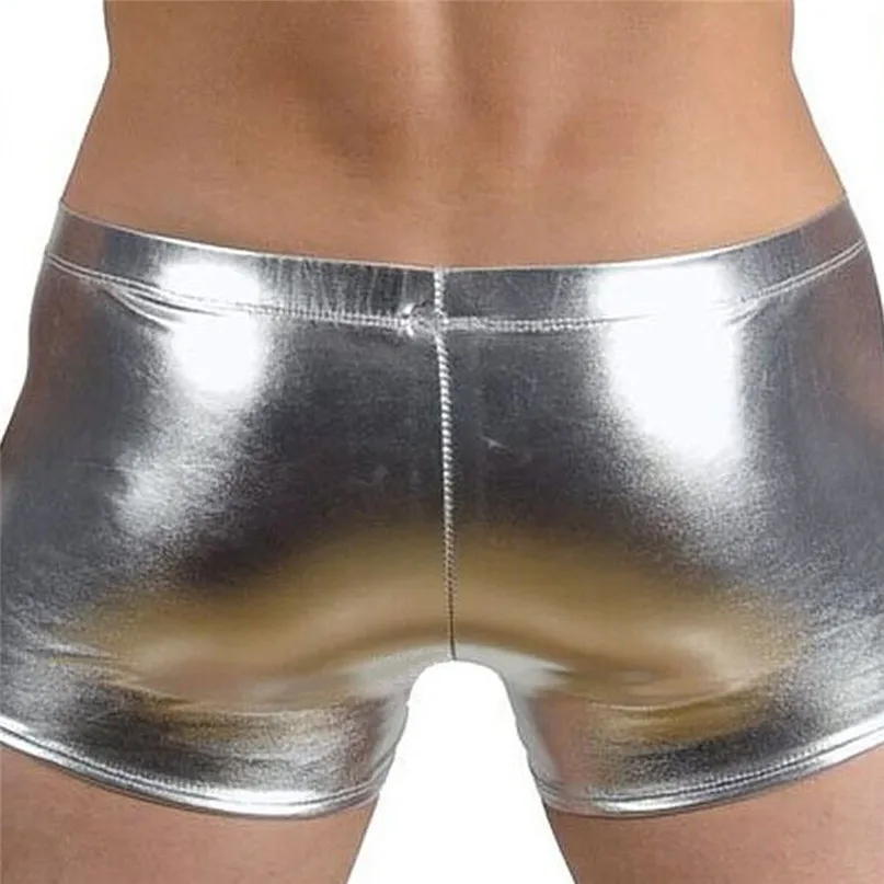 Mens Sexy Imitation Leather Boxer Underwear BeachWear Trunk Underpants Hot Sale Casual Herenondergoed Swimsuit #2J19 (2)