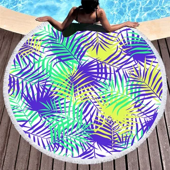 

Tropical Ocean Large Round Beach Towel Microfiber Blankets With Tassel Bohemian Picnic Yoga Mats Toalla Serviette De Plage Playa