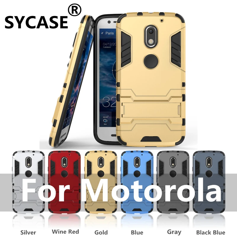 SYCASE Iron Man case For Motorola G4 G5 G5S G6 Plus Z2 Play TPU+PC+Stand Case shockproof back cover with stand flexible |