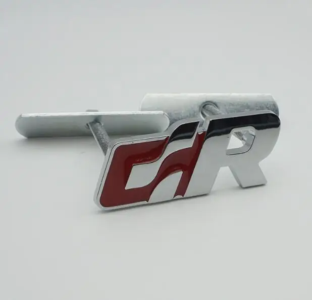 10pcs Chrome Metal GR Car Grille Sticker Decoration Red R SR Car Head Sticker for CC Golf 6 7