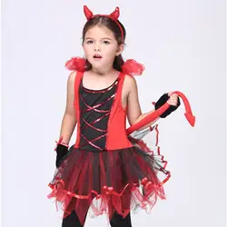2017 костюм дьявола на Хэллоуин, платье-пачка Красного кота для девочек, маскарадный костюм Devilina Хеллоуин вечеринка в честь Дня Рождения
